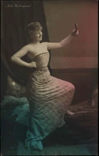 Asta Westergaard Beautiful Actress or Model c1905 Tinted Real Photo Postcard #3