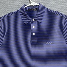 RLX Ralph Lauren Polo Shirt Mens Large Purple Stripe Performance Golf Stretch
