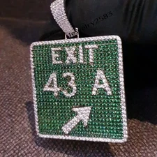 Men's Classy Street Sign Board DJ Party Charm Pendant Lab Created Diamond 925 SS