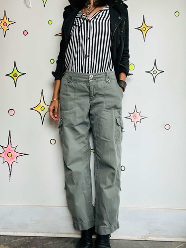 90s/Y2K Super Soft Lee Military Green Cargo Utility Pants – Distressed 9/10 M - Picture 5 of 10