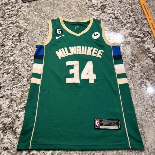 Nike Milwaukee Bucks Giannis Antetokounmpo 34 Swingman Jersey Green Large 48