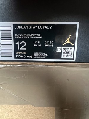 Nike Jordan Stay Loyal 2 Men's Sneakers Black/White, University Red, Size 12