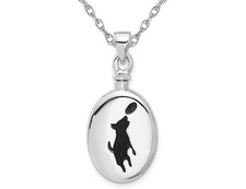 Sterling Silver Dog Ash Holder Pendant Necklace with Chain