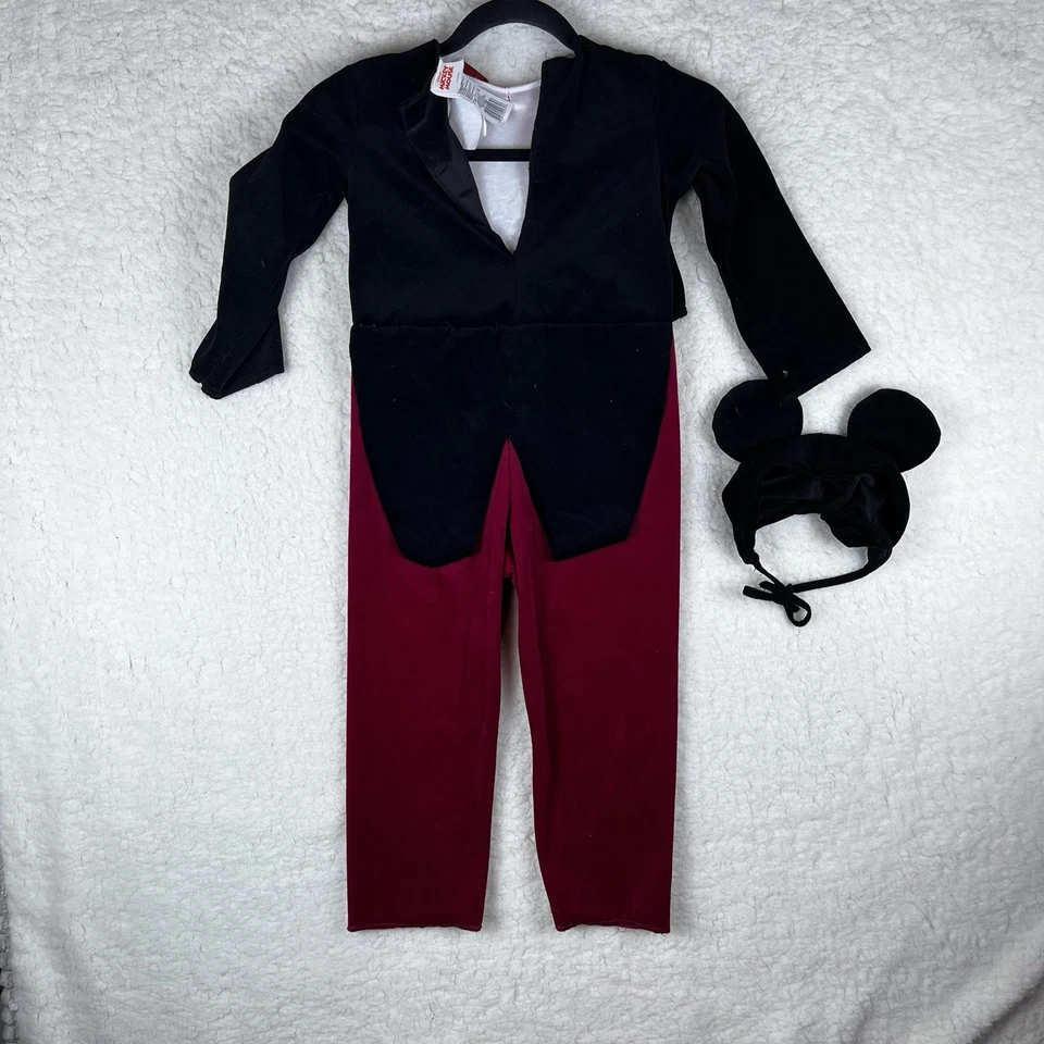 Mickey Mouse Toddler Kid 2T Costume Dress Up Halloween Red Black Yellow Hat - Image 2 of 4