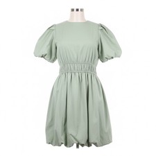 Arula Dress A XL Sage Green Bubble Puff Sleeve Smocked Waist Cottagecore Fairy