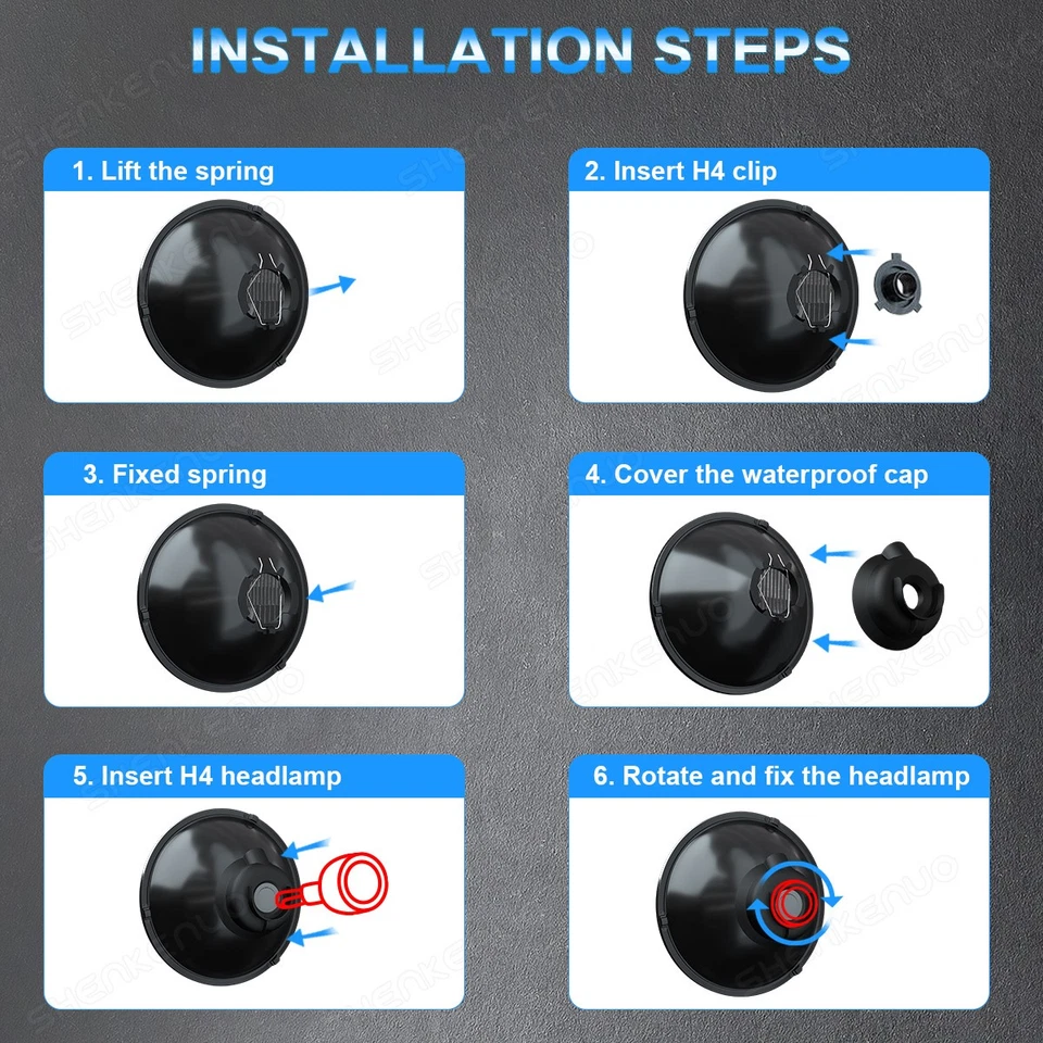 Faro redondo cromado carcasa H4 LED para Dodge Power Wagon años 40-70 7" Foto 2 de 4