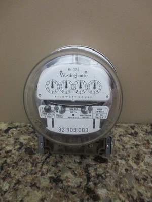 Vintage Westinghouse Type DA Electric Watthour Meter w/ Glass Dome - 240V