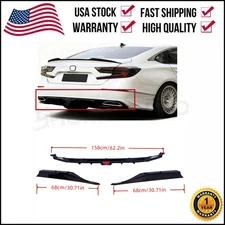 For 2018-2022 Accord Gloss Black Rear Bumper Diffuser W/LED + Corner Apron Spats