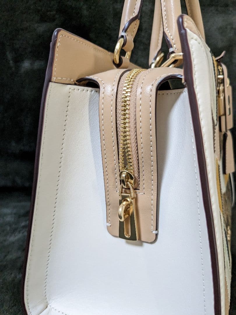 Coach patchwork leather handbag multicolor 2-way … - image 11