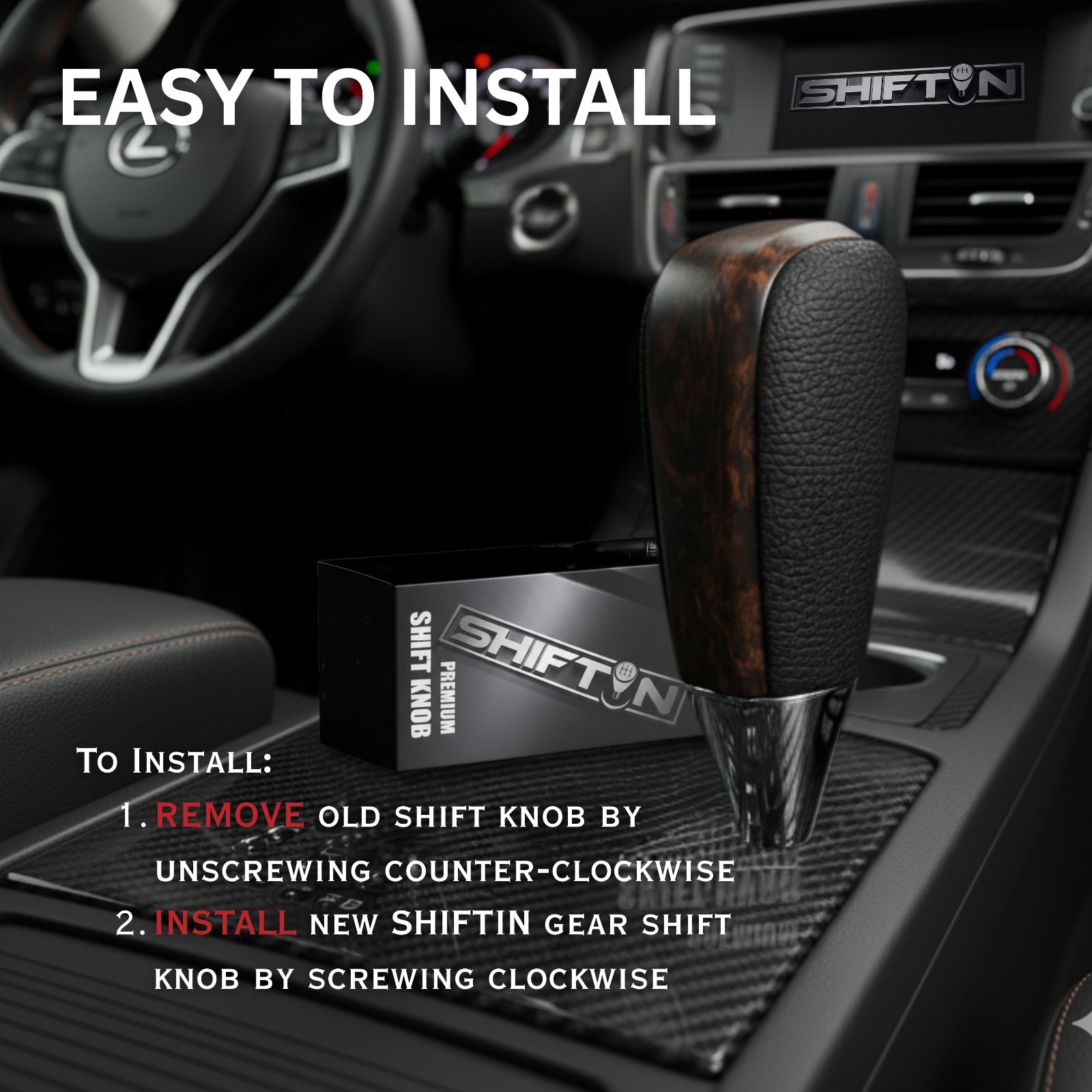 Dark Wood Grain Gear Shift Knob for Toyota 4Runner Tacoma Tundra Lexus LX570 470