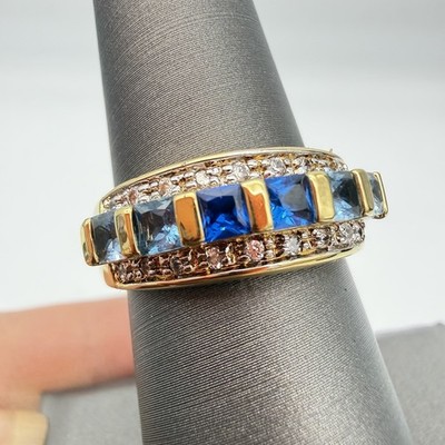 VINTAGE JACQUELINE KENNEDY SHADES OF THE SEA RING SIZE 7.25 MİNT