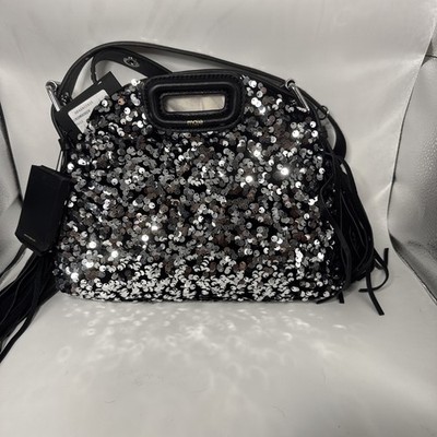 NWT MAJE Fringed Sequined-embellished Shoulder Bag 2 Top Handles