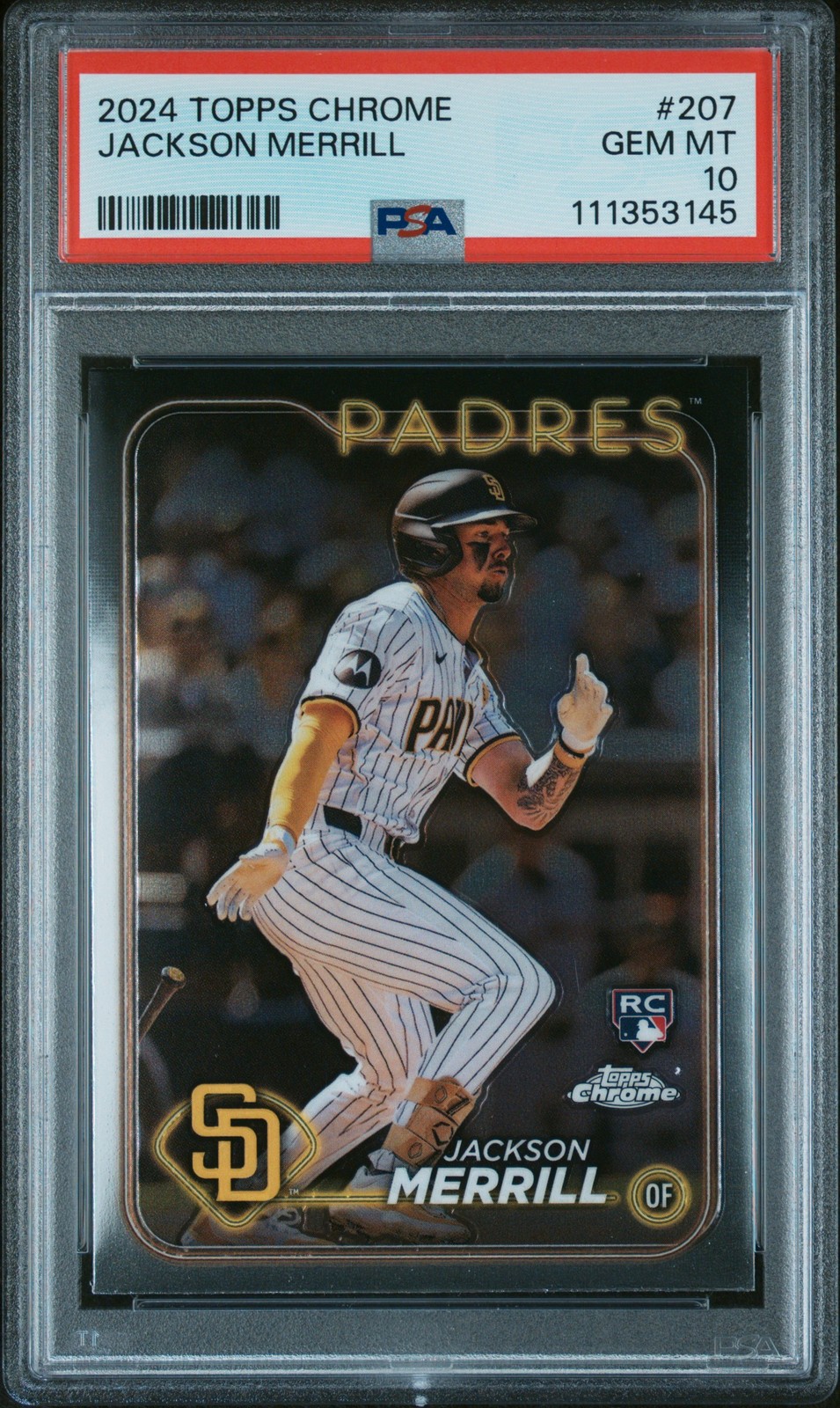 2024 Topps Chrome #207 Jackson Merrill PSA 10 Rookie RC GEM MINT