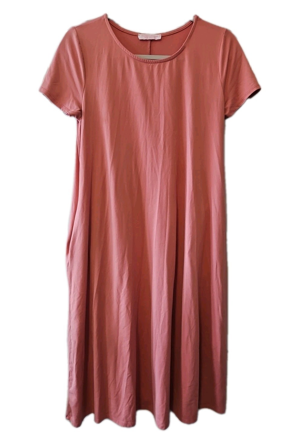 NeeSees Dresses BOUTIQUE Midi Dress Women's Medium Coral With Pockets High Neck