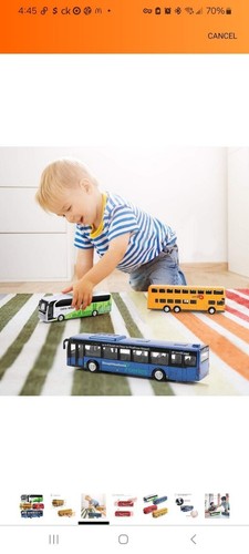 NUEVO 4 autobuses de juguete, juguetes de metal fundido a presión para 3-8 años autobuses retirados 1:80 BOLSA DE ALMACENAMIENTO - Imagen 6 de 12