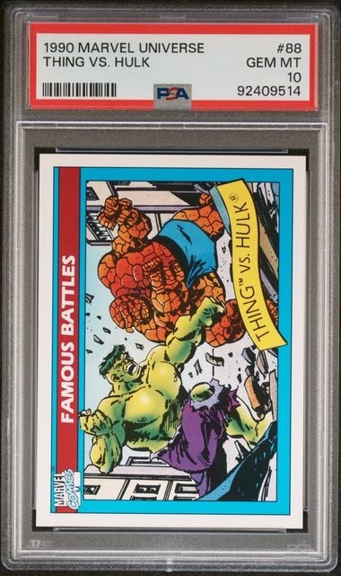 1990 MARVEL UNIVERSE #88 THING VS HULK 💎PSA 10💎 view 1