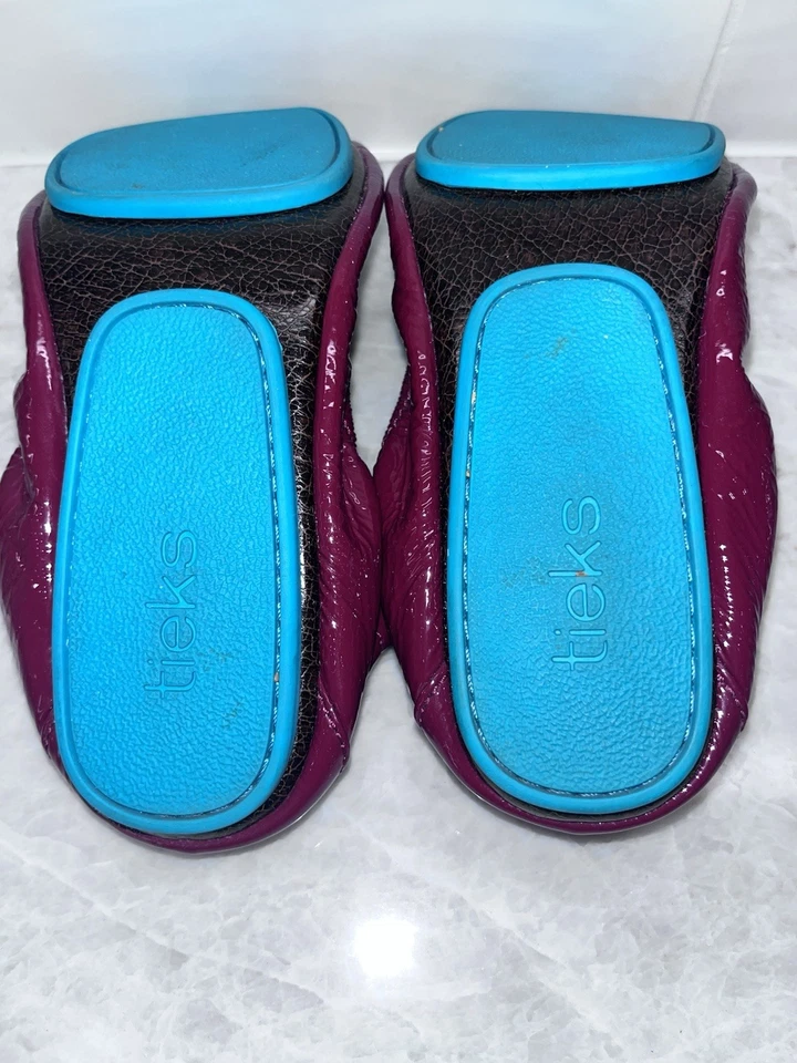 Zapatos planos de ballet Tiek Gavrieli rojo rubí charol borgoña talla 6 Foto 4 de 4