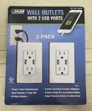 Feit Electric 2-Pack Tamper Resistant Wall Outlet 120V 2USB Ports NIB