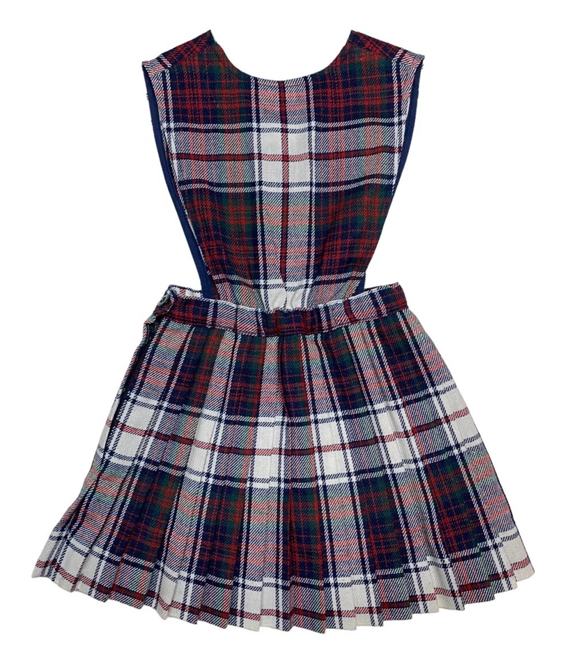 De colección Años 80 Dennis Azul Cuadros Uniforme Escolar Jersey Plisado Falda Niñas Talla 4 Foto 2 de 4