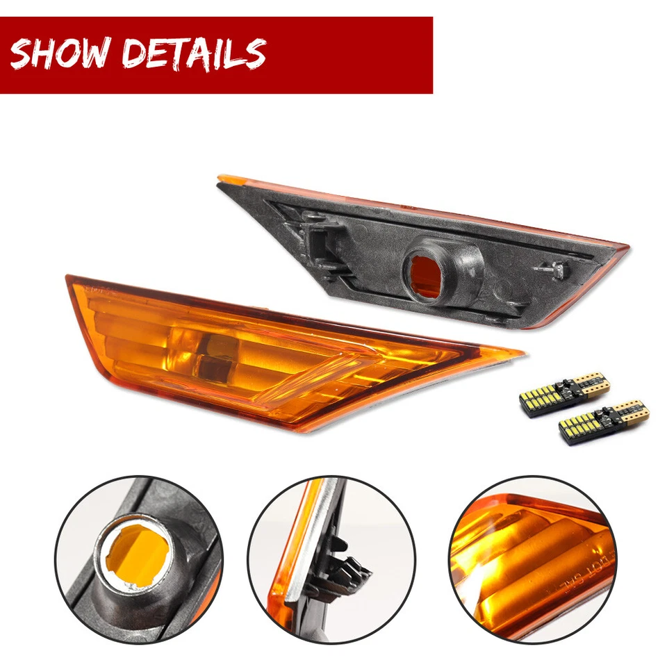 Juego de luces de señalización laterales para guardabarros delantero HONDA CIVIC 2016-2021 DIESTRO IZQUIERDO CON BOMBILLAS LED Foto 3 de 4