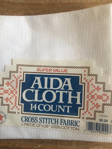 Lote de 4 telas vintage de punto de cruz de 14 unidades de tela de 12”x18” blanco melocotón - Imagen 3 de 5