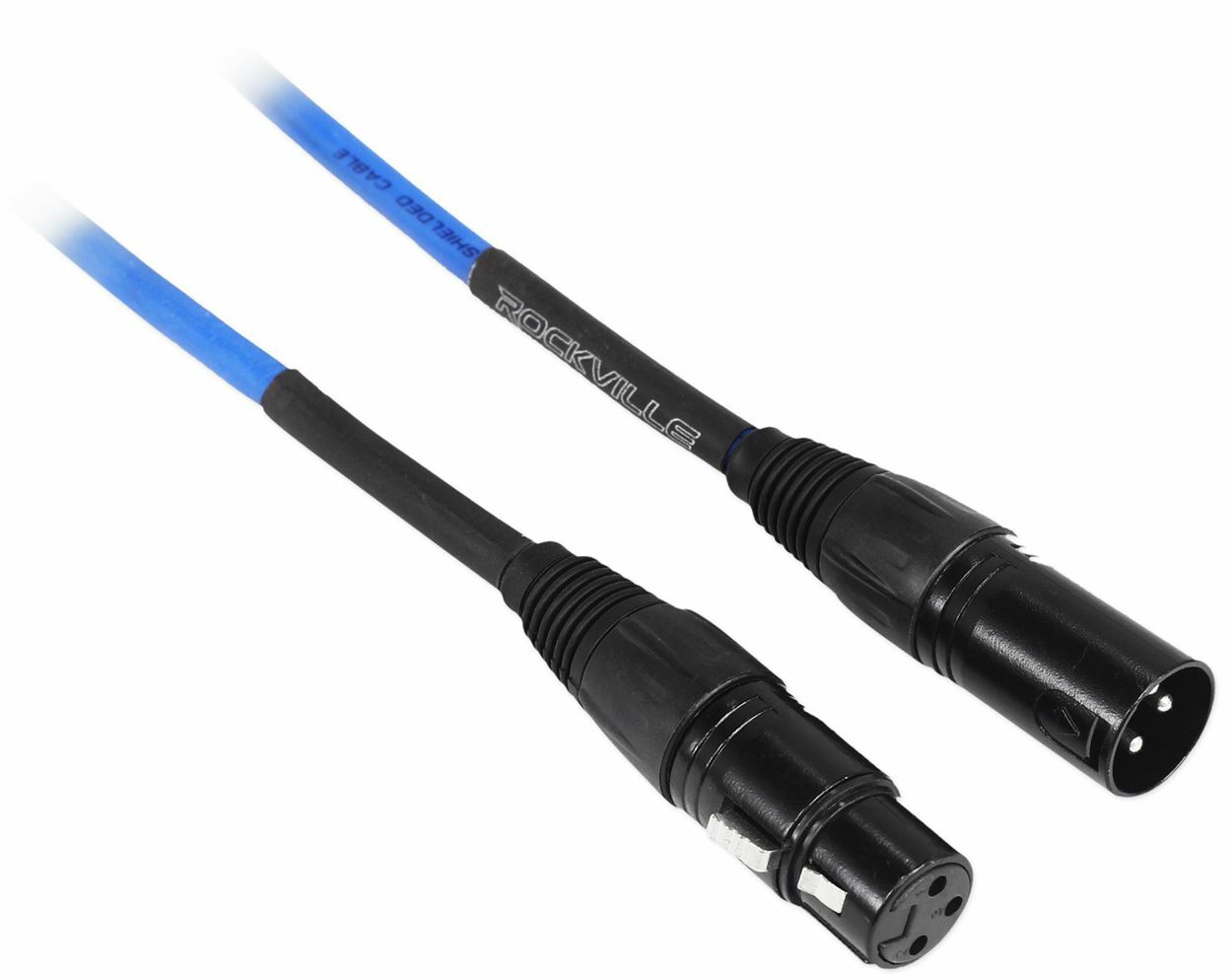 Микрофонный кабель Rockville RCXFM3P-BL Blue с 3 разъемами REAN XLR, 100% медь