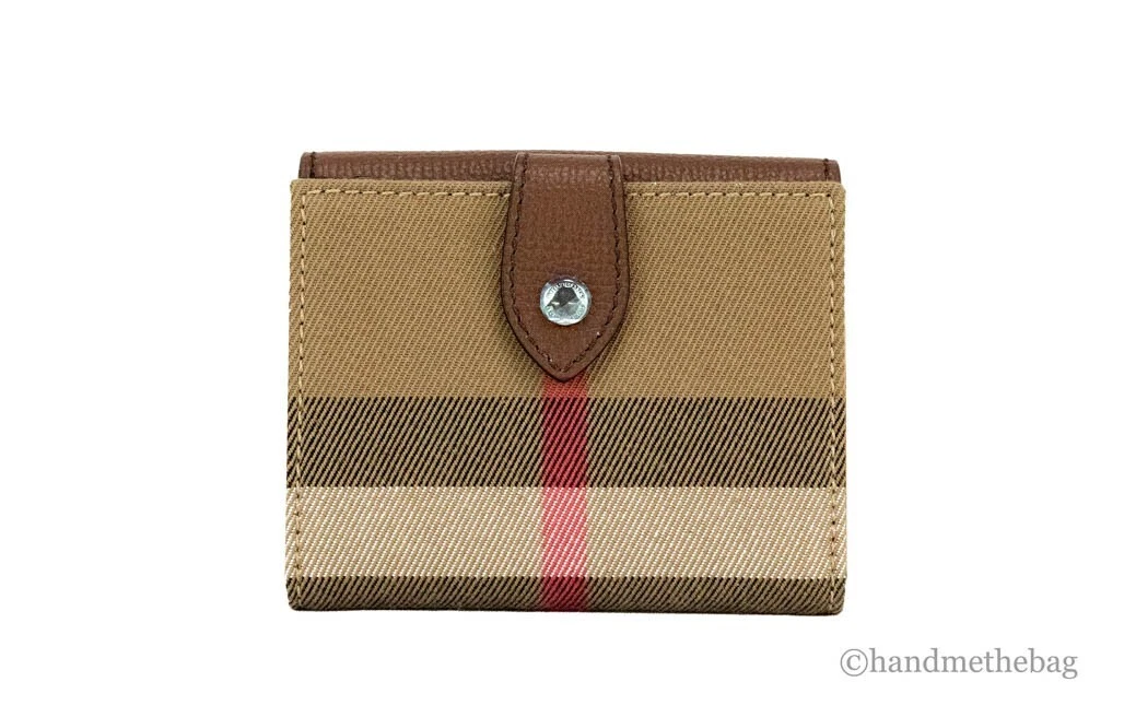 burberry wallet women new Vintage Check & Grainy Leather Folding Wallet