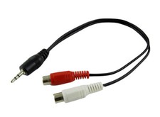 3.5mm 1/8" Stereo Male Plug to 2x RCA Female Y Audio Video AV Adapter Cable 1FT