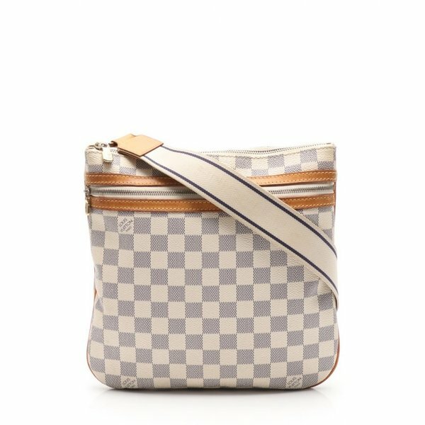 Second Hand Louis Vuitton Shoulder Bag Pochette Bossfall Damier Azur White | eBay