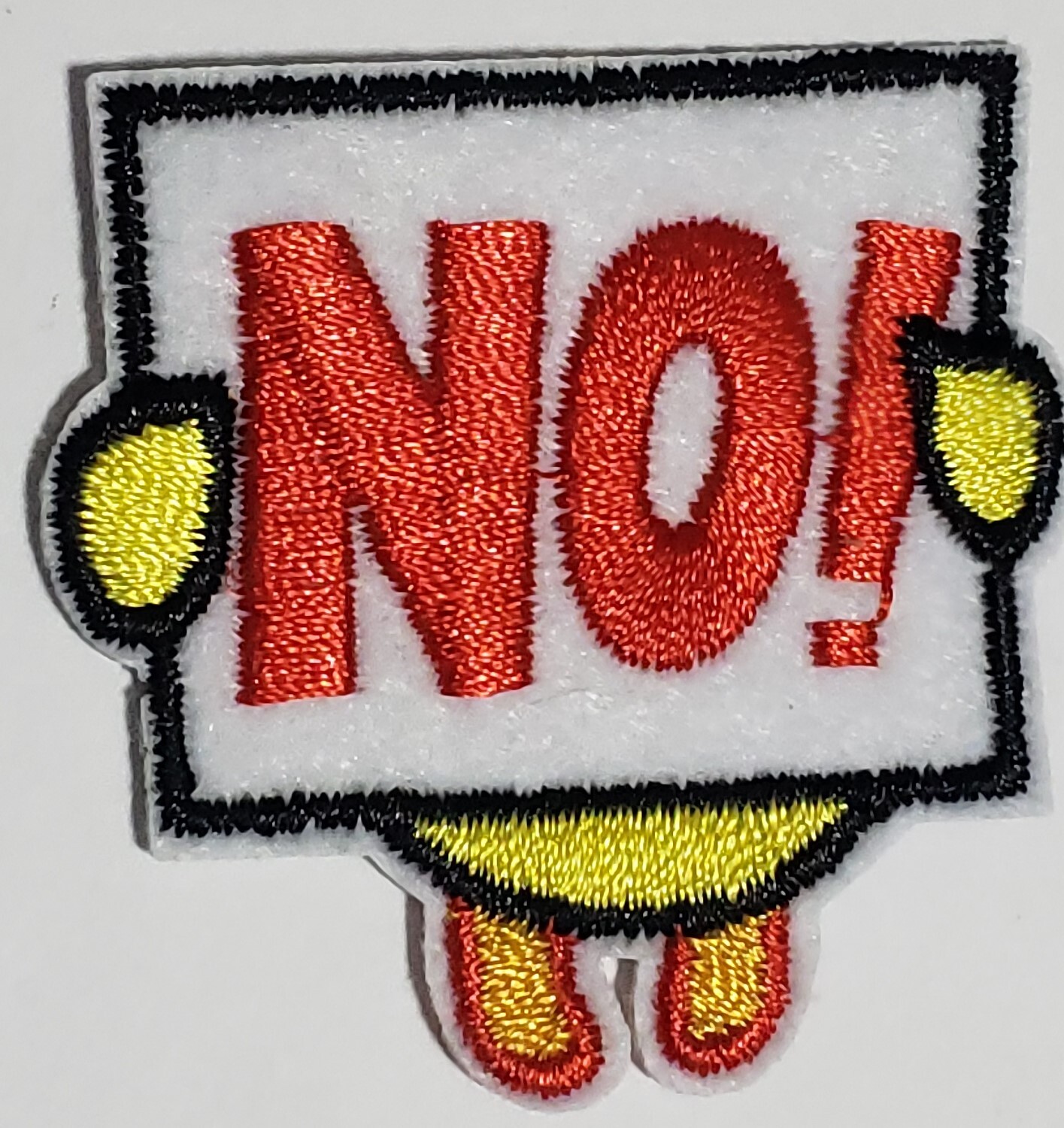 Cute Red No Emoji White Sign Easy Iron-On Embroidered Patch