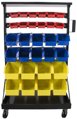 Erie Tools 60 Bin Parts Storage Rack With Locking Wheels Shop 