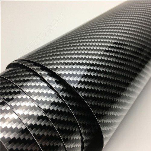 Schwarz 5D GLÄNZEND Kohlefaser Vinyl Wrap Folie Autoaufkleber 30*152CM luft-/Blasenfrei - Bild 6 von 9