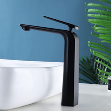 Matte Black Tall Vessel Sink Faucet - Single Handle Hot/Cold Mixer Tap