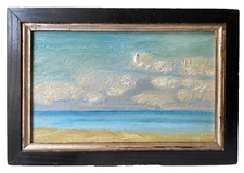 French Post-impressionism - Oil Cardboard Painting - Seaside along the Beach