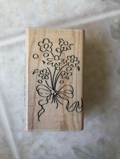 FRESH FLOWERS DAISIES BOUQUET RIBBON SKETCH RUBBER STAMP STAMPABILITIES FR1028