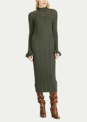 Polo Ralph Lauren Pointelle Wool Sweater Dress - Olive XL Polo Ralph Lauren Pointelle Wool Sweater Dress - Olive XL