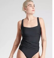 ATHLETA Square Neck Bra Cup Tankini Top 34 D/DD Black 531213