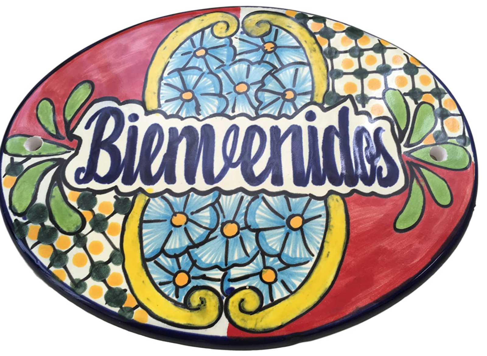 Talavera Welcome Bienvenidos Sign - Hand Painted Wall Decor