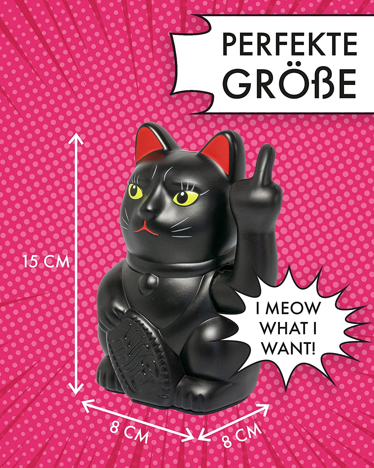 Angry Cat lustige Japanische Glückskatze Winkekatze mit Stinkefinger Neon  Pink KEIN VERSAND, € 10,- (3400 Klosterneuburg) - willhaben