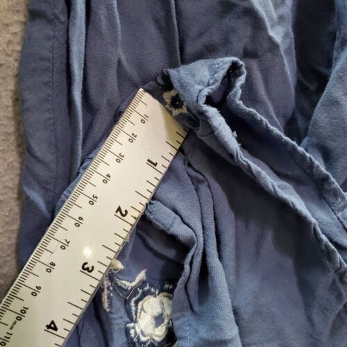 Abercrombie & Fitch Women Romper Medium Blue Long Sleeve Embroidered Keyhole - Picture 5 of 11