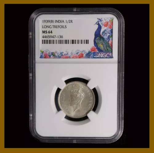 British India 1/2 Rupee, 1939 (B) Bombay NGC MS 64 King George VI 4465947-136
