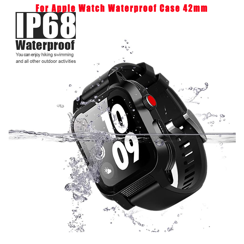 USFor Apple Watch Waterproof Case 42mm for Series 8 7 6 5 4 3 2 SE SE2 with Band