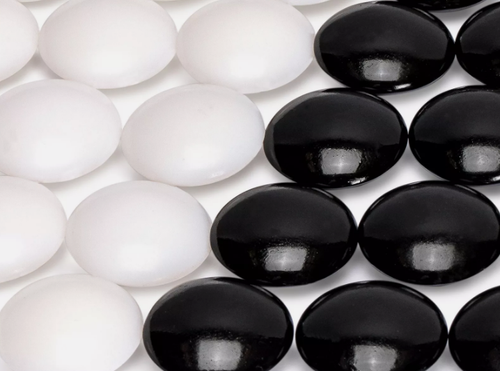 Double Convex Melamine Go Game 184 ea white & Black,2 Bamboo Bowls/booklet &Bag - Picture 2 of 12