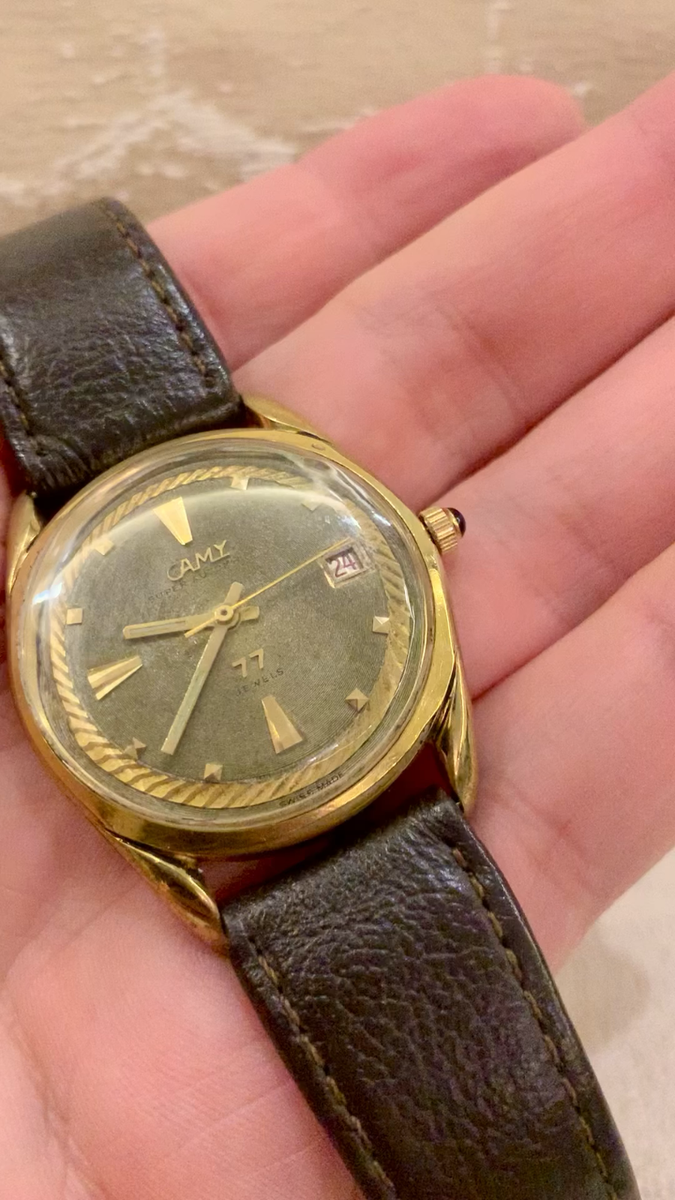11 Camy Swiss キャミー ✓ VERY RARE Vintage Swiss Watch - CAMY - Olive Green/Gold Dial
