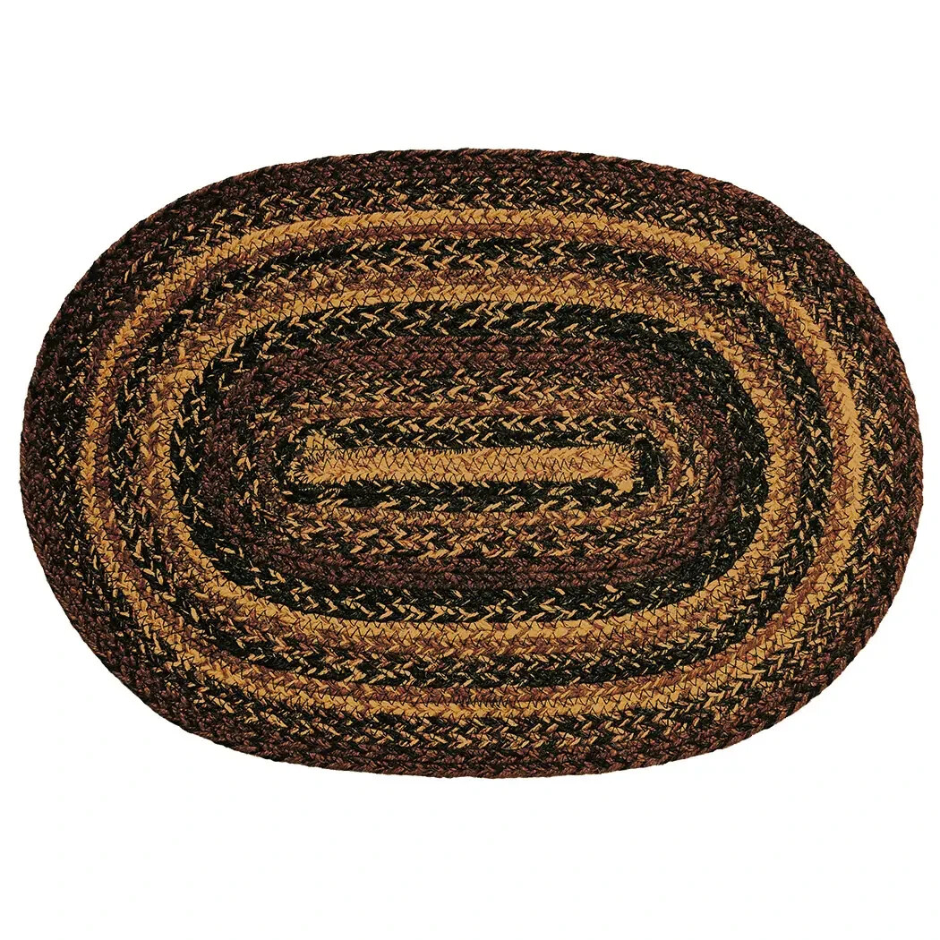 Cappuccino Braided Area Rug By IHF Rugs. 5' x 8' Oval Rug. Black Tan