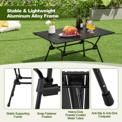 Heavy-Duty Aluminum Camping Table, Folding Outdoor Picnic Table w/ Carrying Bag - Bild 5 von 10