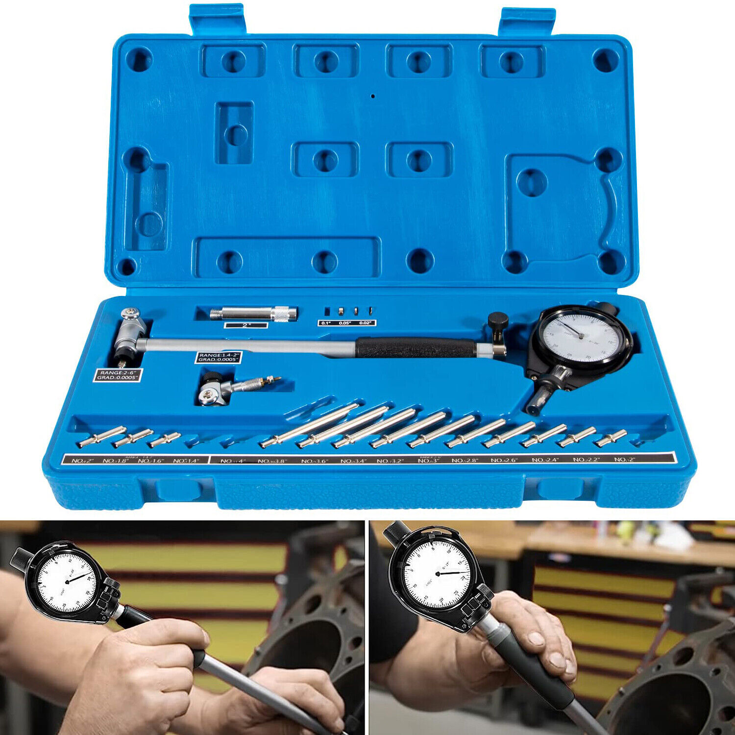 Cylinder Dial Indicator Bore Gauge Gage Set 1.4