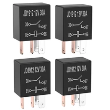 4 Pieces 4 Pin 12V Relay 12V 30A Multi Purpose Automotive Black Starter Relay Ca