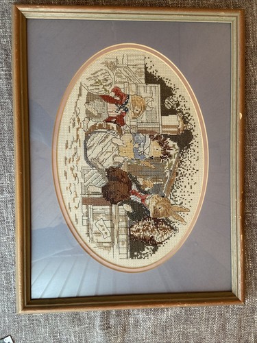 PETER RABBIT Counted Cross Stitch Completed Framed Picture Nursery Wall Art 17” - Picture 12 of 12