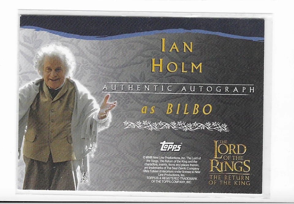 Topps LOTR Return of the King Sir Ian Holm - Tarjeta Autografiada Bilbo Firmada Foto 2 de 2